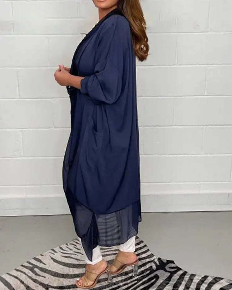 Women's Loose Fit V-Neck Tunic Top with Relaxed Drape