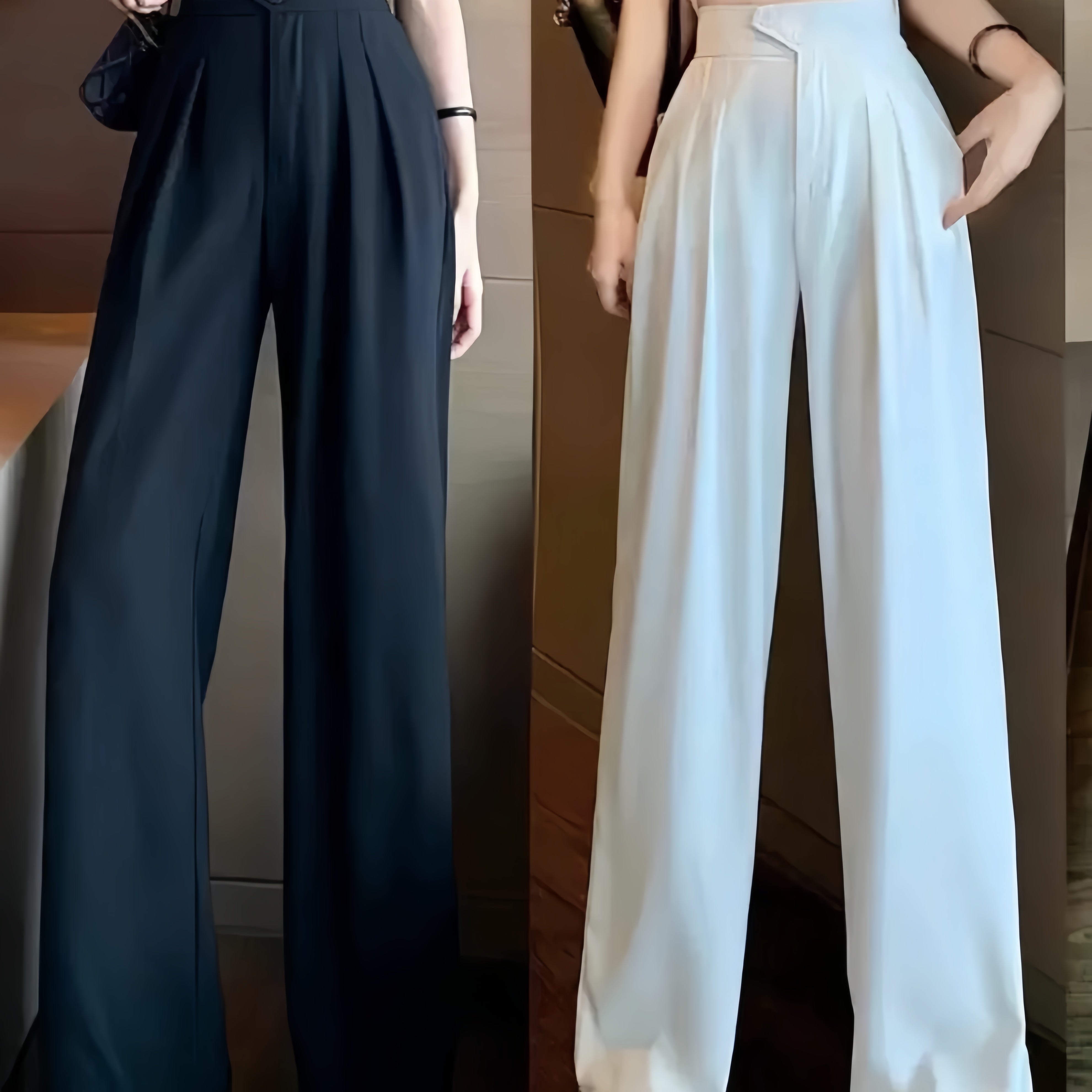 Women's High Waist Wide Leg Casual Trousers