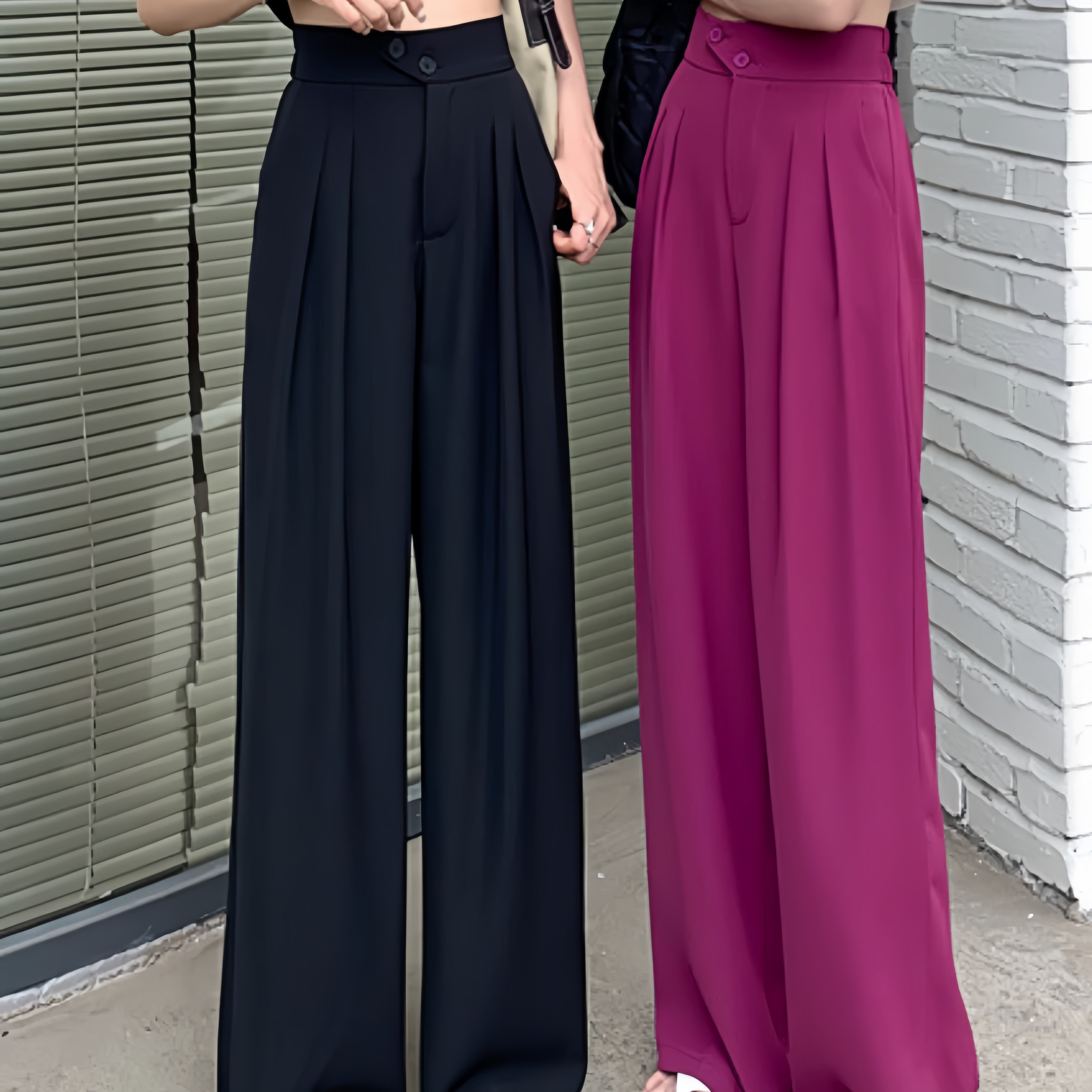 Women's High Waist Wide Leg Casual Trousers