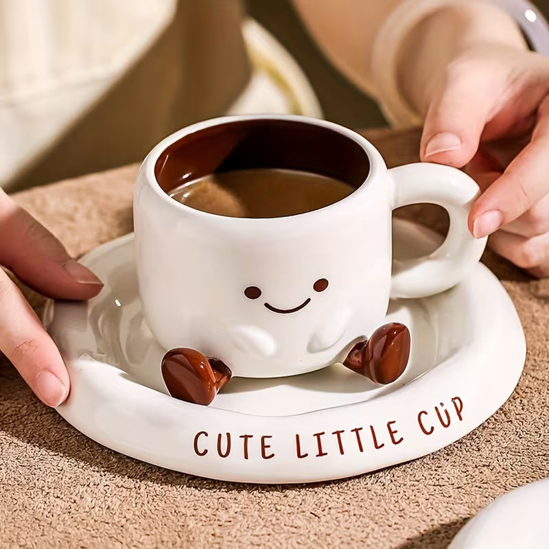 Luno カートゥーン風 セラミック コーヒーカップ＆ソーサーセット