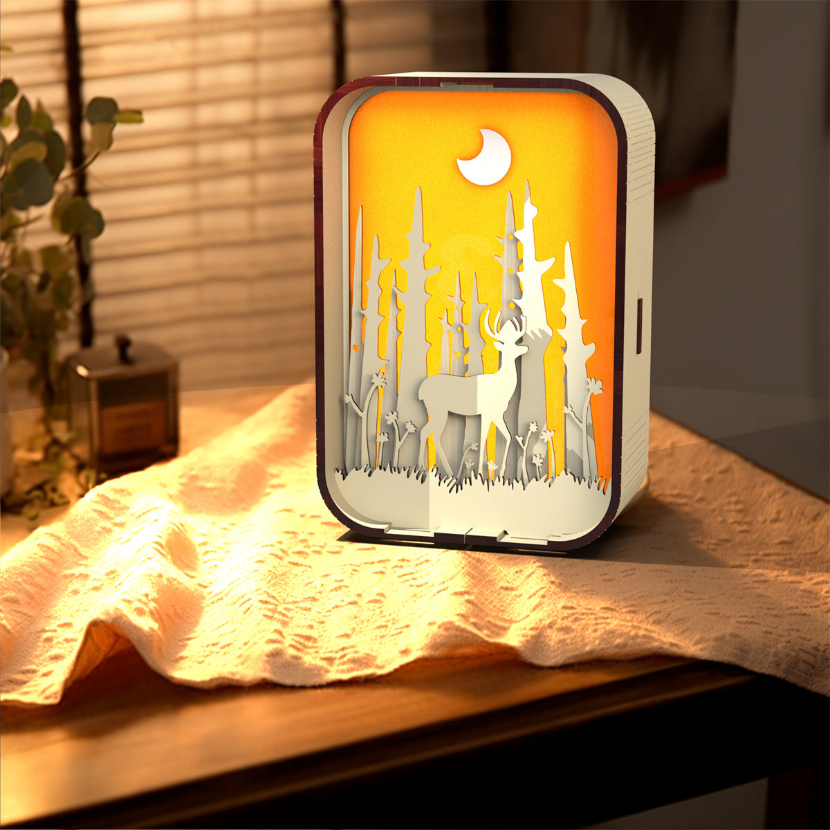 3D Wooden LED Night Light Decorative Bedside Ambient Lamp