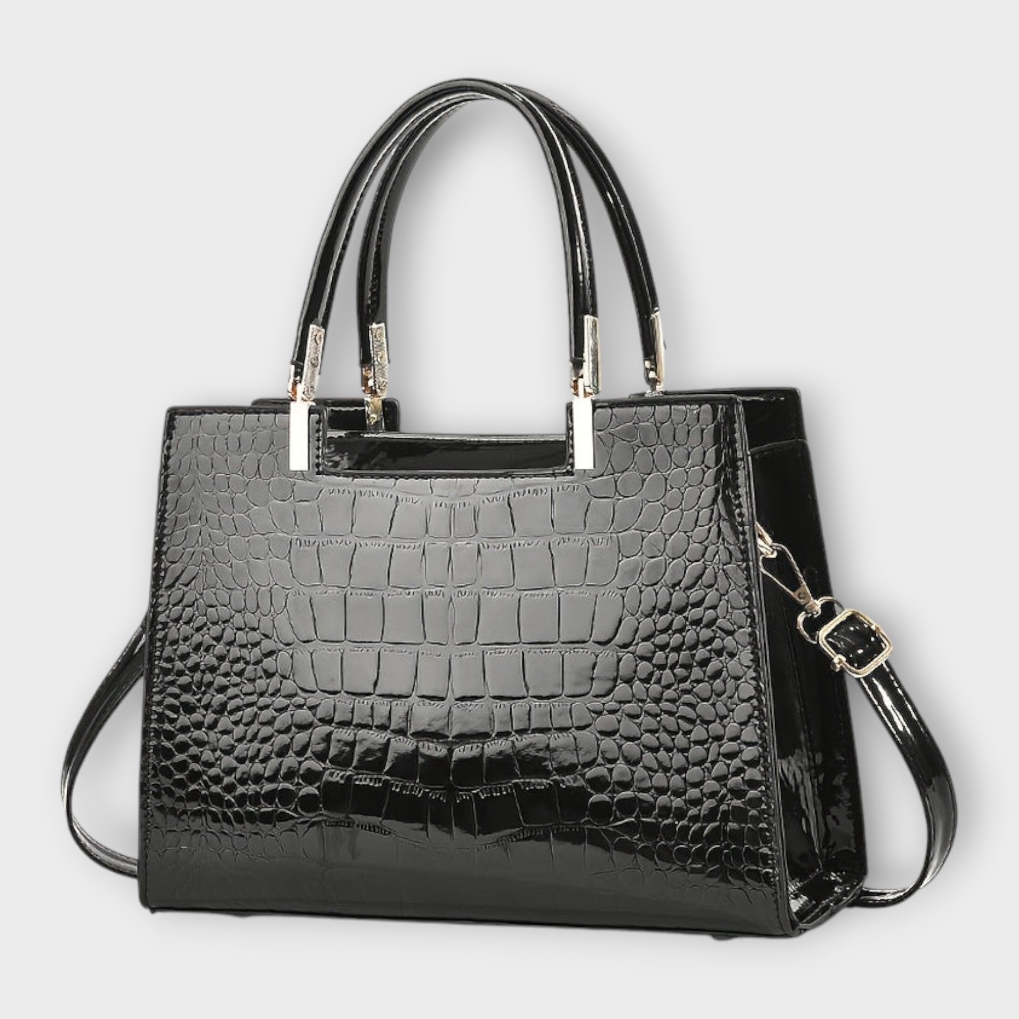 Ellie - Glossy Crocodile Pattern Handbag