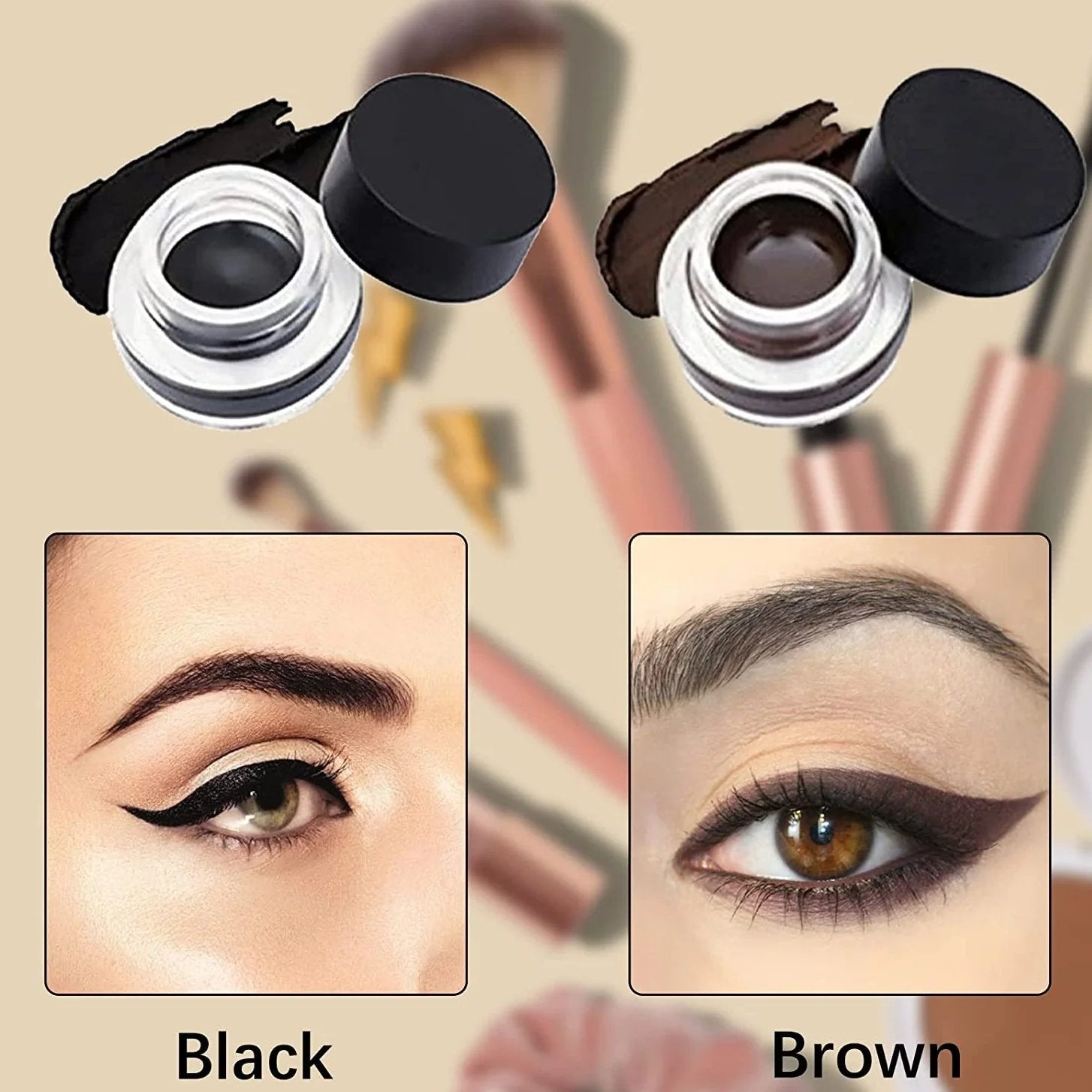 VelvetWing - Cream Eyeliner Set with Curved Applicator