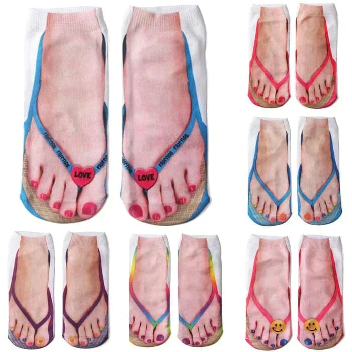 Flip-Flop Style Printed Socks
