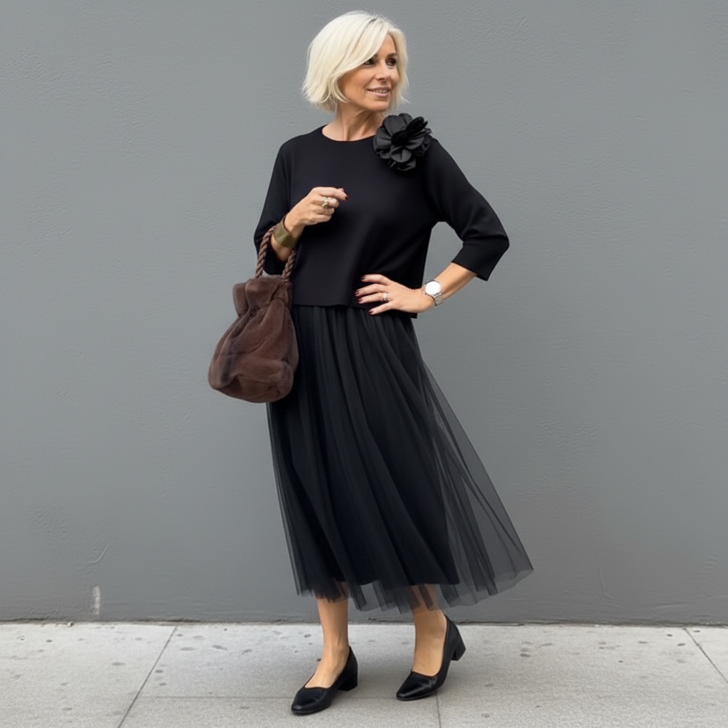 Emmie - Elegantní dvoudílný komplet, vrstvené pletené šaty pro nenucený styl