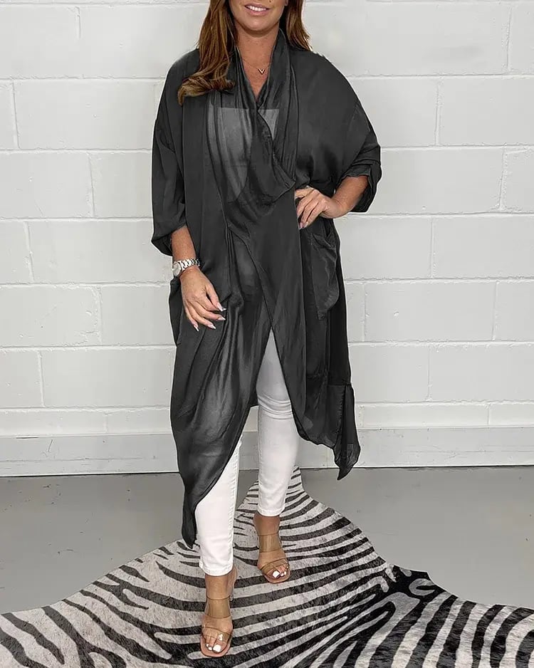 Women's Loose Fit V-Neck Tunic Top with Relaxed Drape