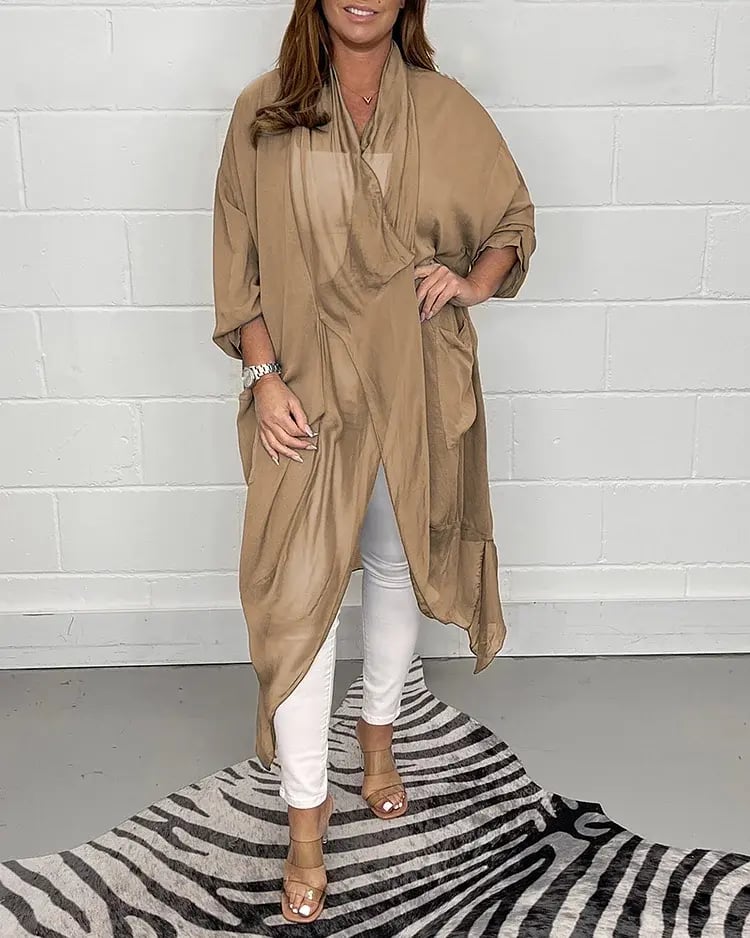 Women's Loose Fit V-Neck Tunic Top with Relaxed Drape