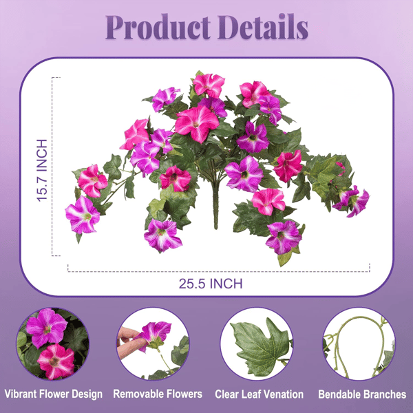 EverBloom Artificial Petunias – Lush Hanging Floral Décor