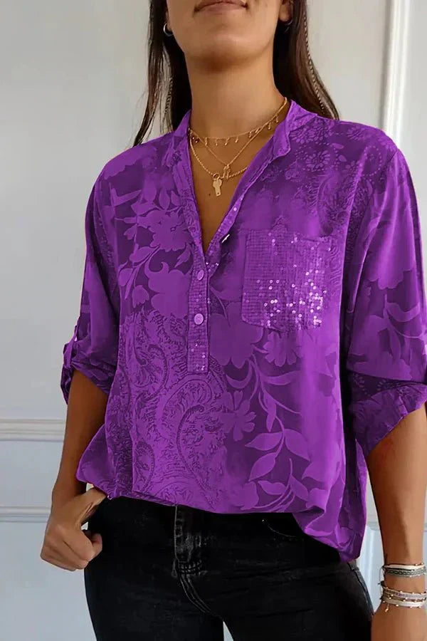 Mia - Elegant top med pailletter