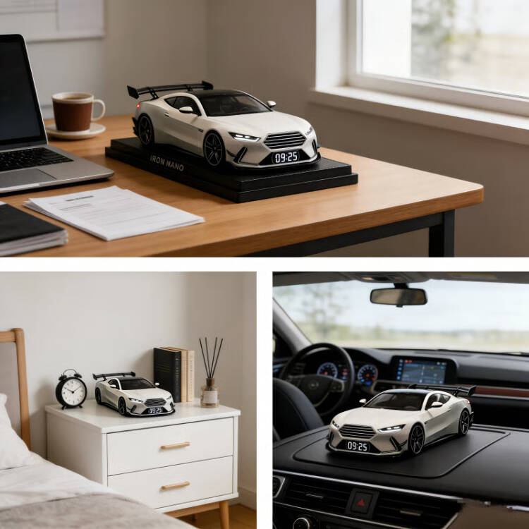 Hypercar-Style LED Alarm Clock with Engine Sound Effects