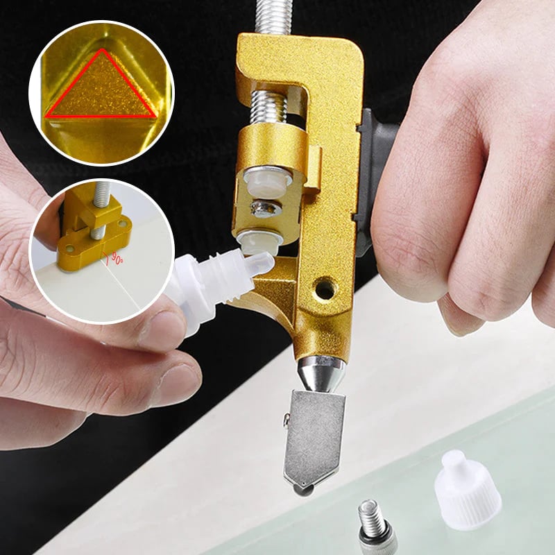 Outil 2-en-1 pour couper le verre et le carrelage avec guide de mesure