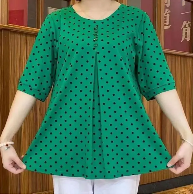 Women's Polka Dot Tunic Top with Short Sleeves