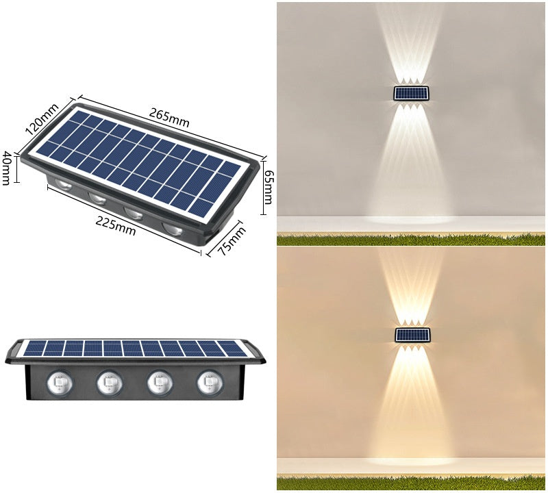 Solar LED Wall Light for Garden Patio Fence and Outdoor Lighting
