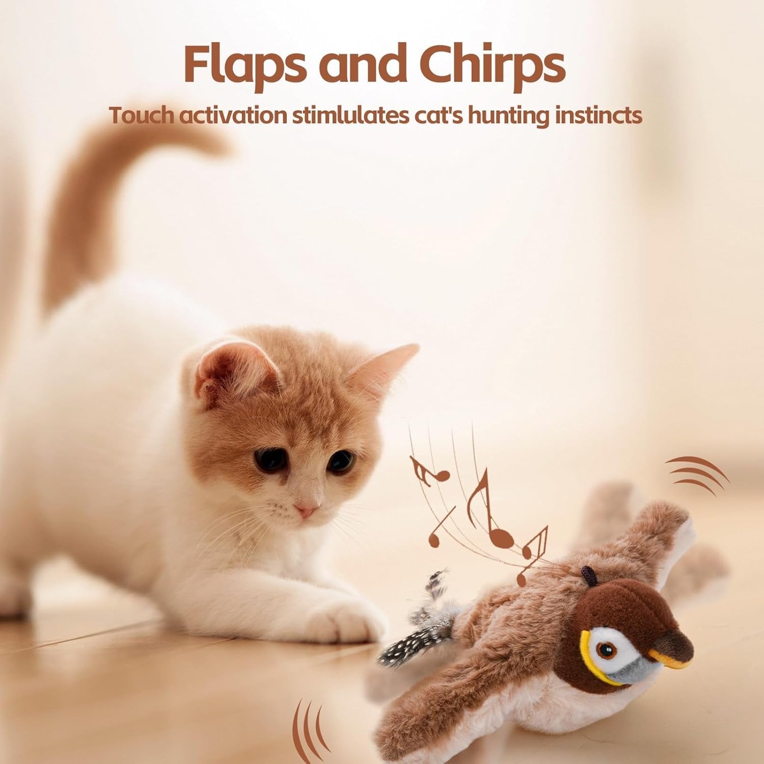 ChirpBuddy – Giocattolo interattivo in peluche a forma di gatto con cinguettio