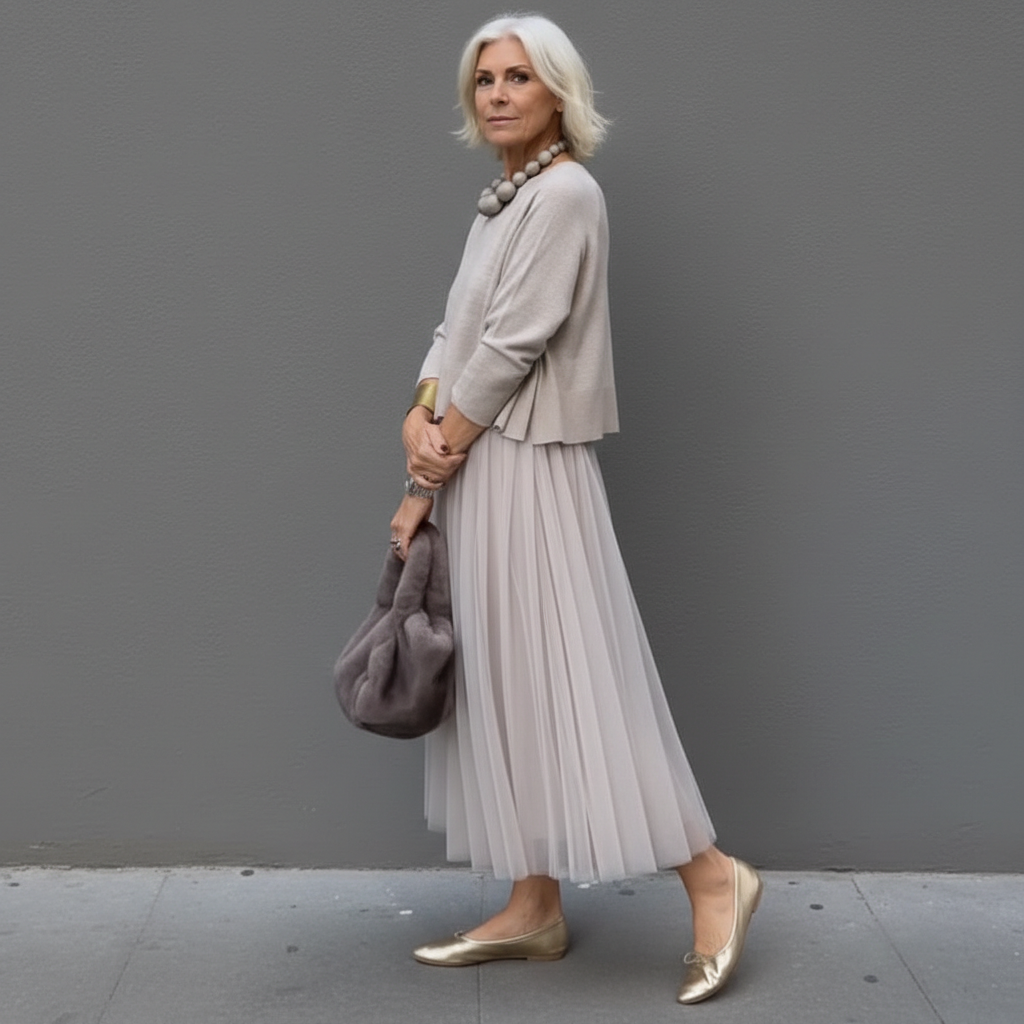 Emmie - Elegantní dvoudílný komplet, vrstvené pletené šaty pro nenucený styl