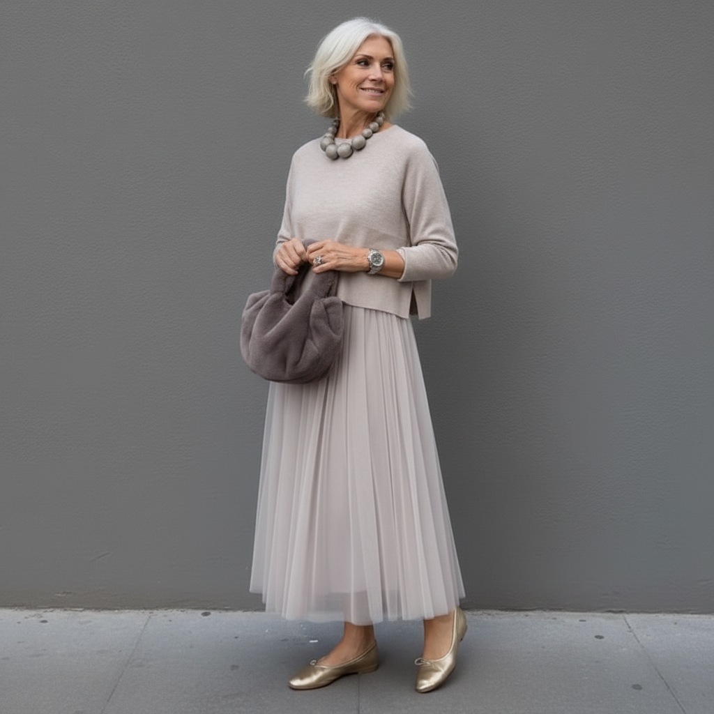 Emmie - Elegantní dvoudílný komplet, vrstvené pletené šaty pro nenucený styl