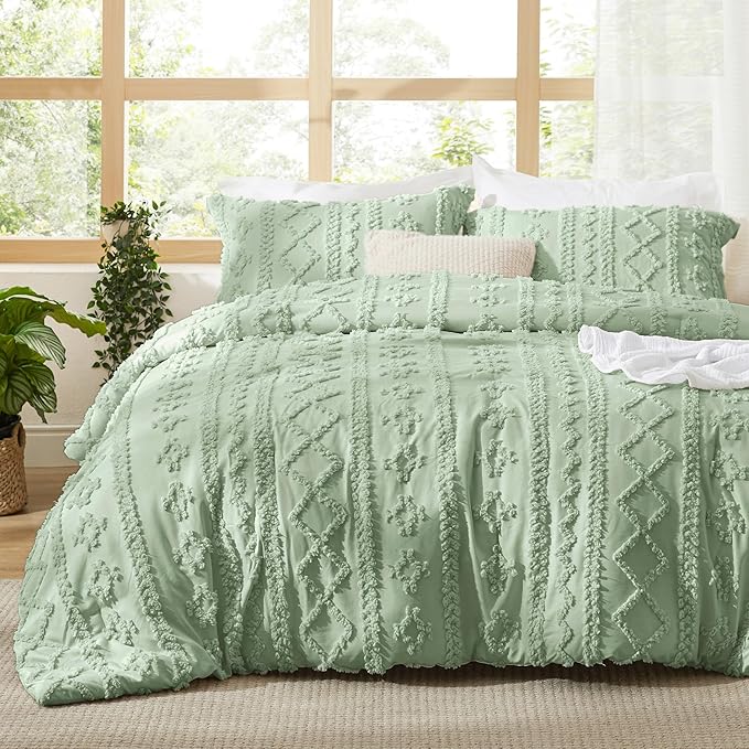 Solmere Tufted Boho Duvet Cover Set with Pillow Shams