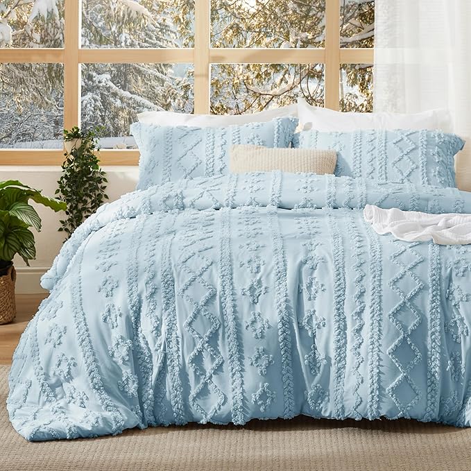 Solmere Tufted Boho Duvet Cover Set with Pillow Shams