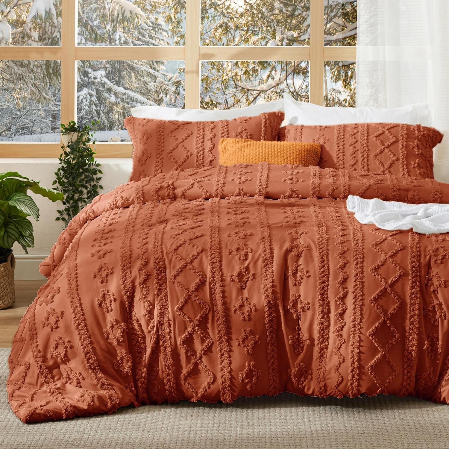 Solmere Tufted Boho Duvet Cover Set with Pillow Shams