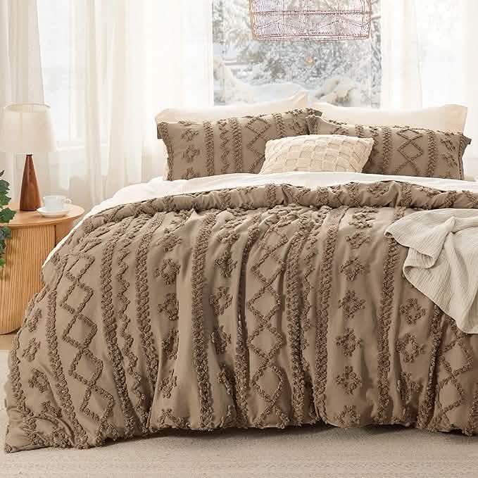 Solmere Tufted Boho Duvet Cover Set with Pillow Shams