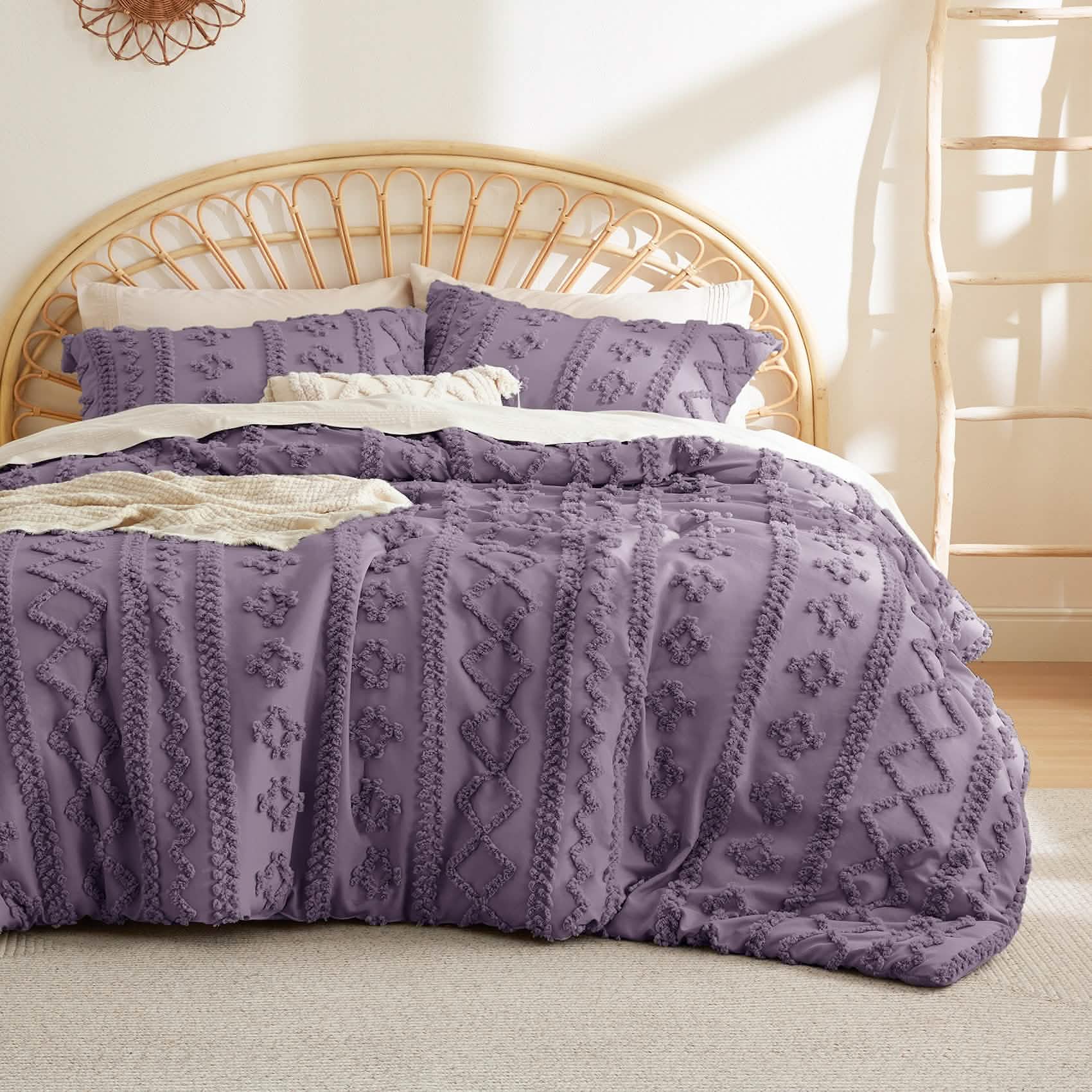 Solmere Tufted Boho Duvet Cover Set with Pillow Shams