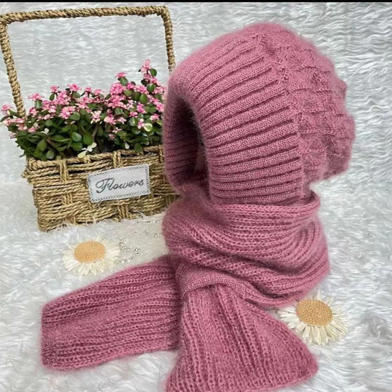 Dámská pletená sada čepice a šály pro pohodlný styl do chladného počasí
