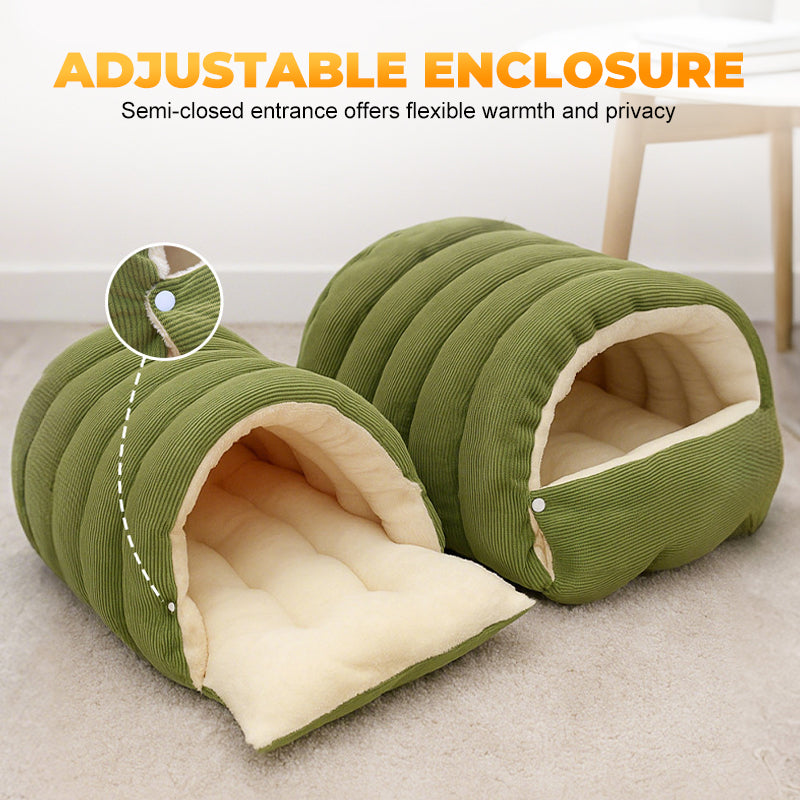 Cozy Plush Pet Cave Bed for Cats and Small Dogs