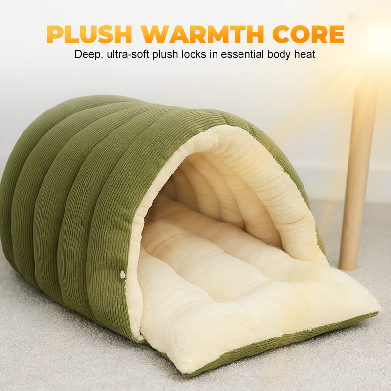 Cozy Plush Pet Cave Bed for Cats and Small Dogs