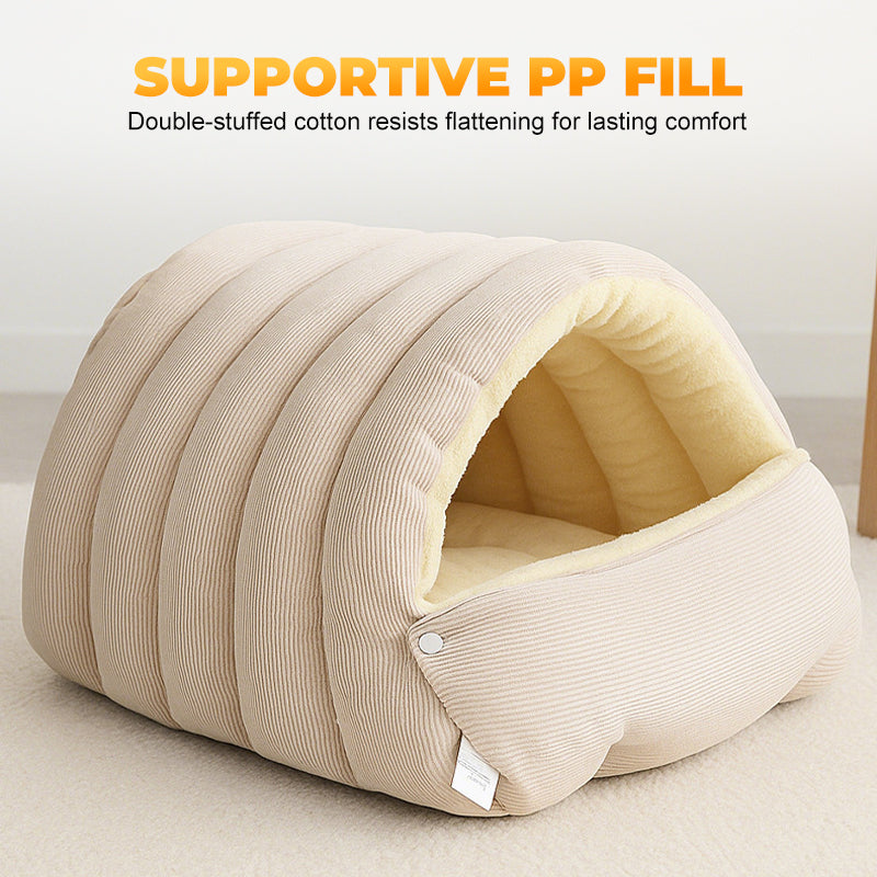 Cozy Plush Pet Cave Bed for Cats and Small Dogs