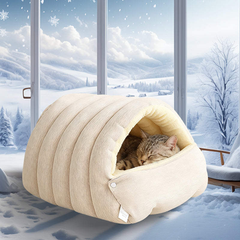 Cozy Plush Pet Cave Bed for Cats and Small Dogs