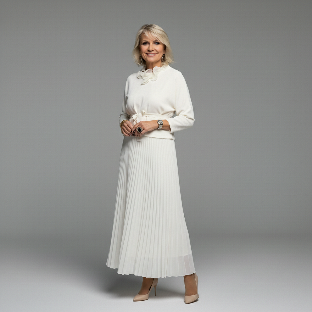 Emmie - Elegantní dvoudílný komplet, vrstvené pletené šaty pro nenucený styl