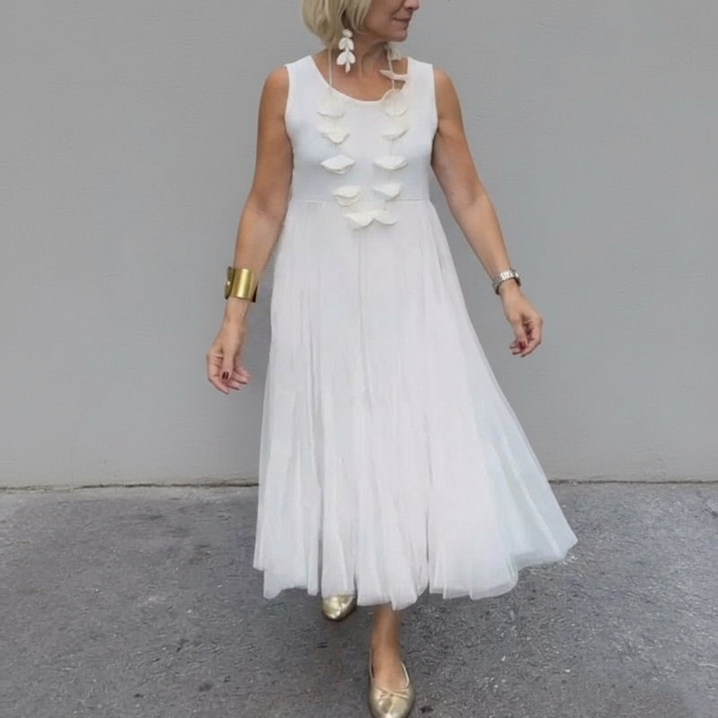 Emmie - Elegantní dvoudílný komplet, vrstvené pletené šaty pro nenucený styl