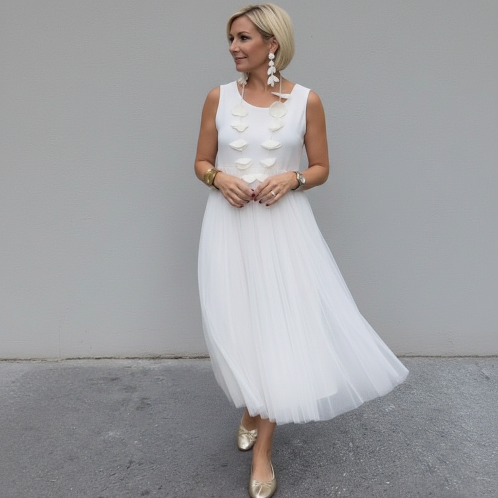 Emmie - Elegantní dvoudílný komplet, vrstvené pletené šaty pro nenucený styl