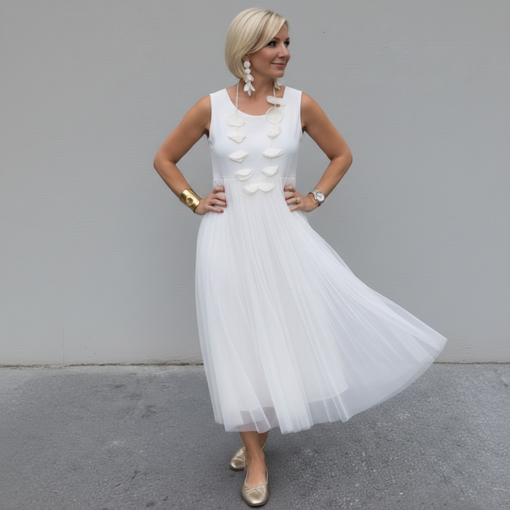 Emmie - Elegantní dvoudílný komplet, vrstvené pletené šaty pro nenucený styl