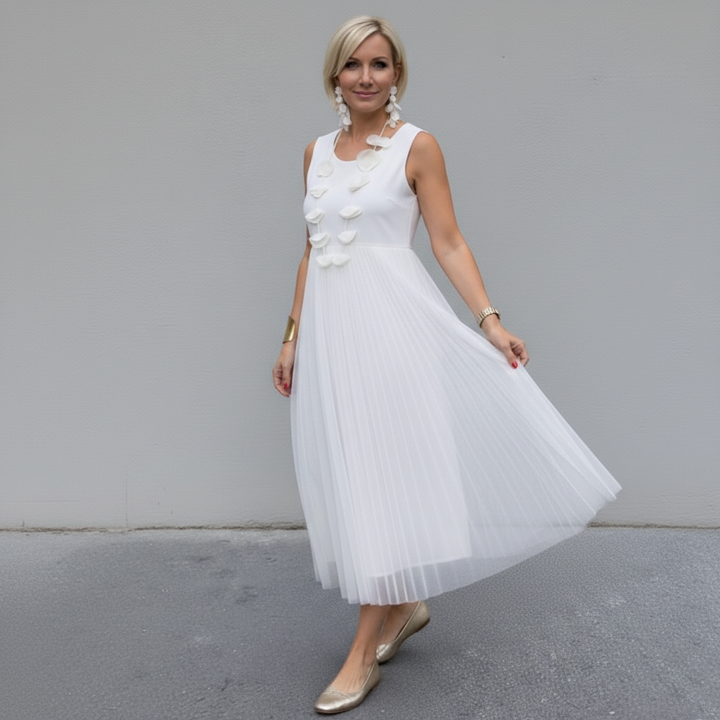 Emmie - Elegantní dvoudílný komplet, vrstvené pletené šaty pro nenucený styl